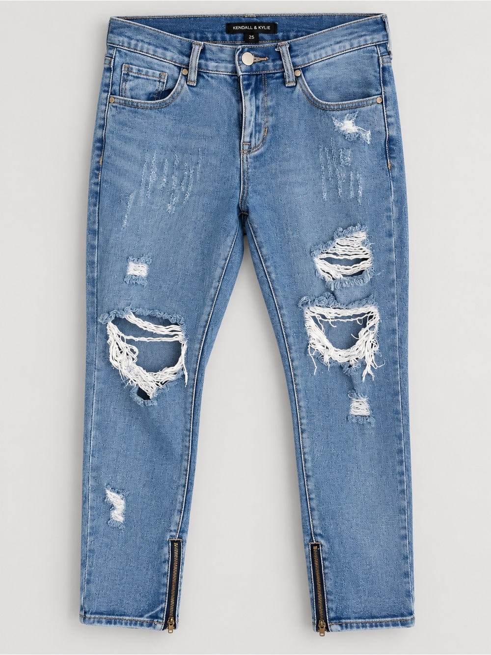 Kendall & Kylie Distressed Jeans Women’s 25 Ankle Zip Skinny